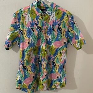 Club Room Men’s Medium button up Flamingo print golf